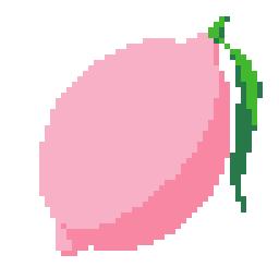 A pixelated rotating pink lemon